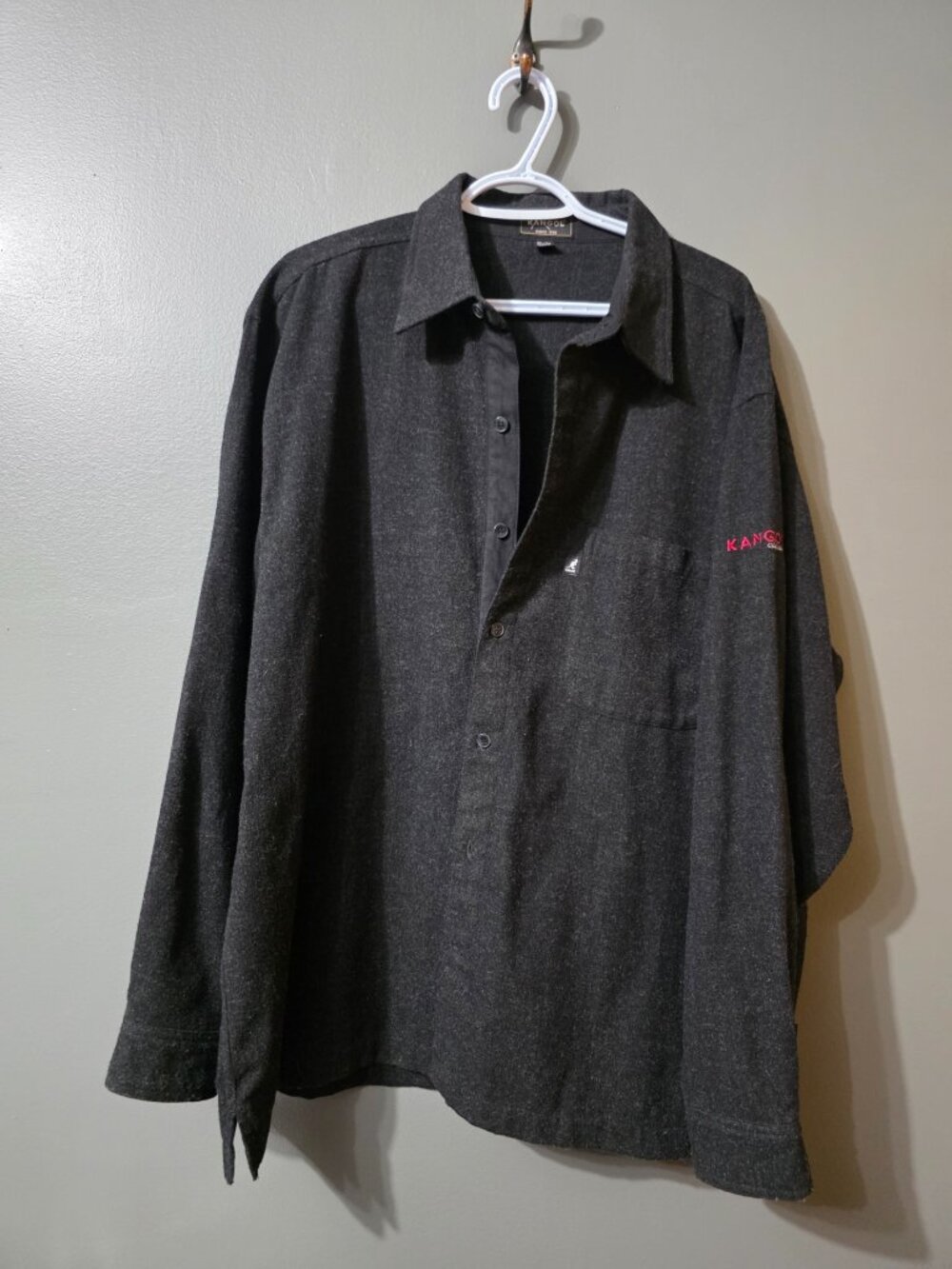 Kangol Long Sleeve Casual Button-Down Shirts for Men Xlarge